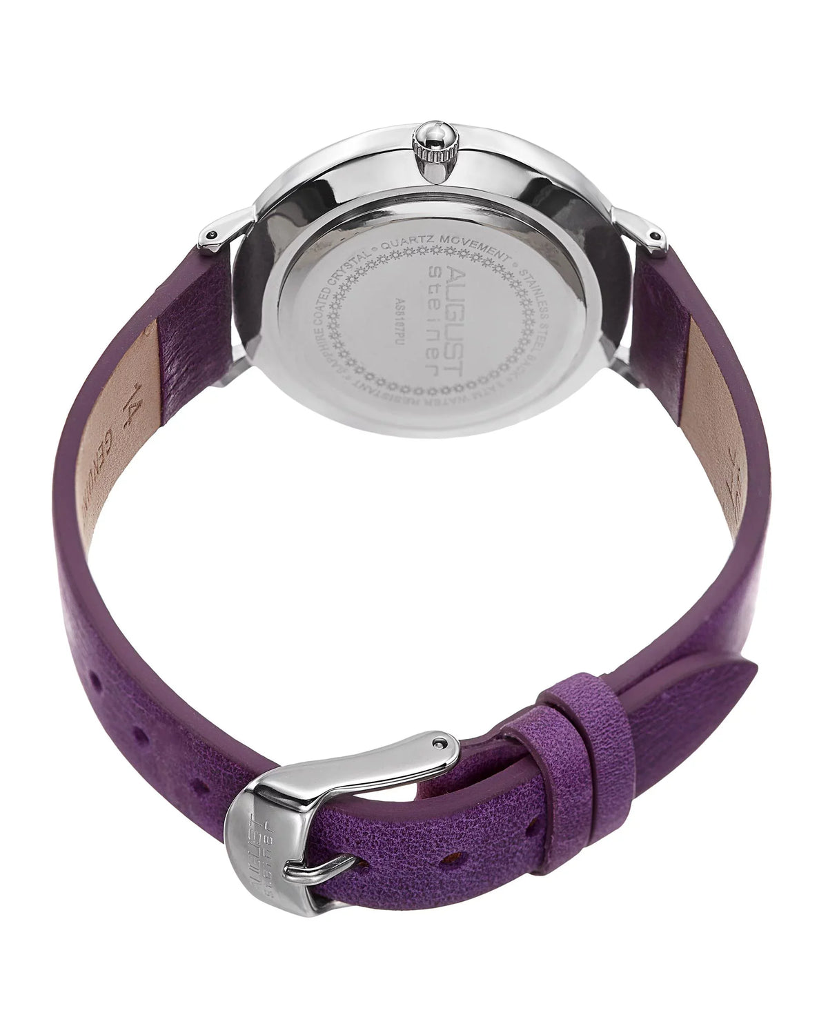 Women's AS8187 Silver-Tone Watch with Purple Leather Band