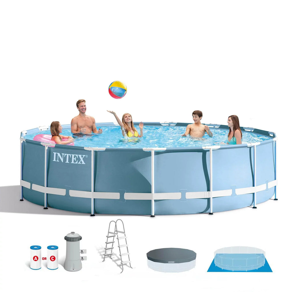 Intex 15 Feet x 48 Inches Prism Frame Pool Set with Ladder, shield, & Pump (Used)
