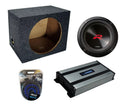 Universal Car Stereo Rearfire Sealed Single 12" Alpine Next-Generation R-Series R2-W12D4 Sub Box Enclosure with Harmony HA-A800.1 Amplifier & 4GA Amp Kit