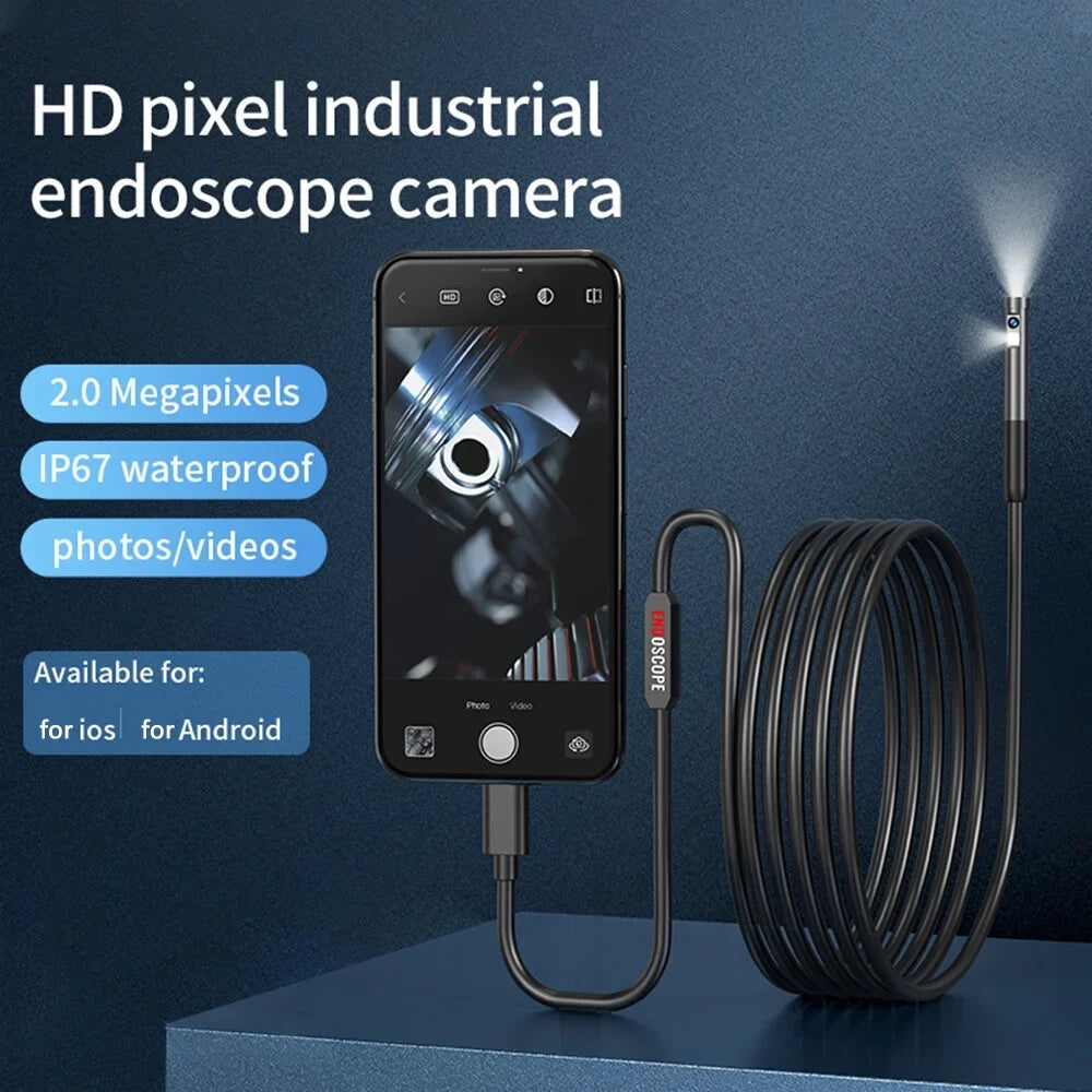 Type-C Endoscope Inspection Borescope Camera 7.9mm Built-in Adjustable LED Lights IP67 Waterproof for Android IOS Mobile Phone