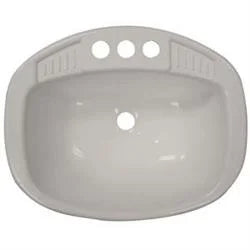 Poly Oval Lavatory Single RV Bathroom Sink, White. LaSalle Bristol 16270PWA 17 x 20 in