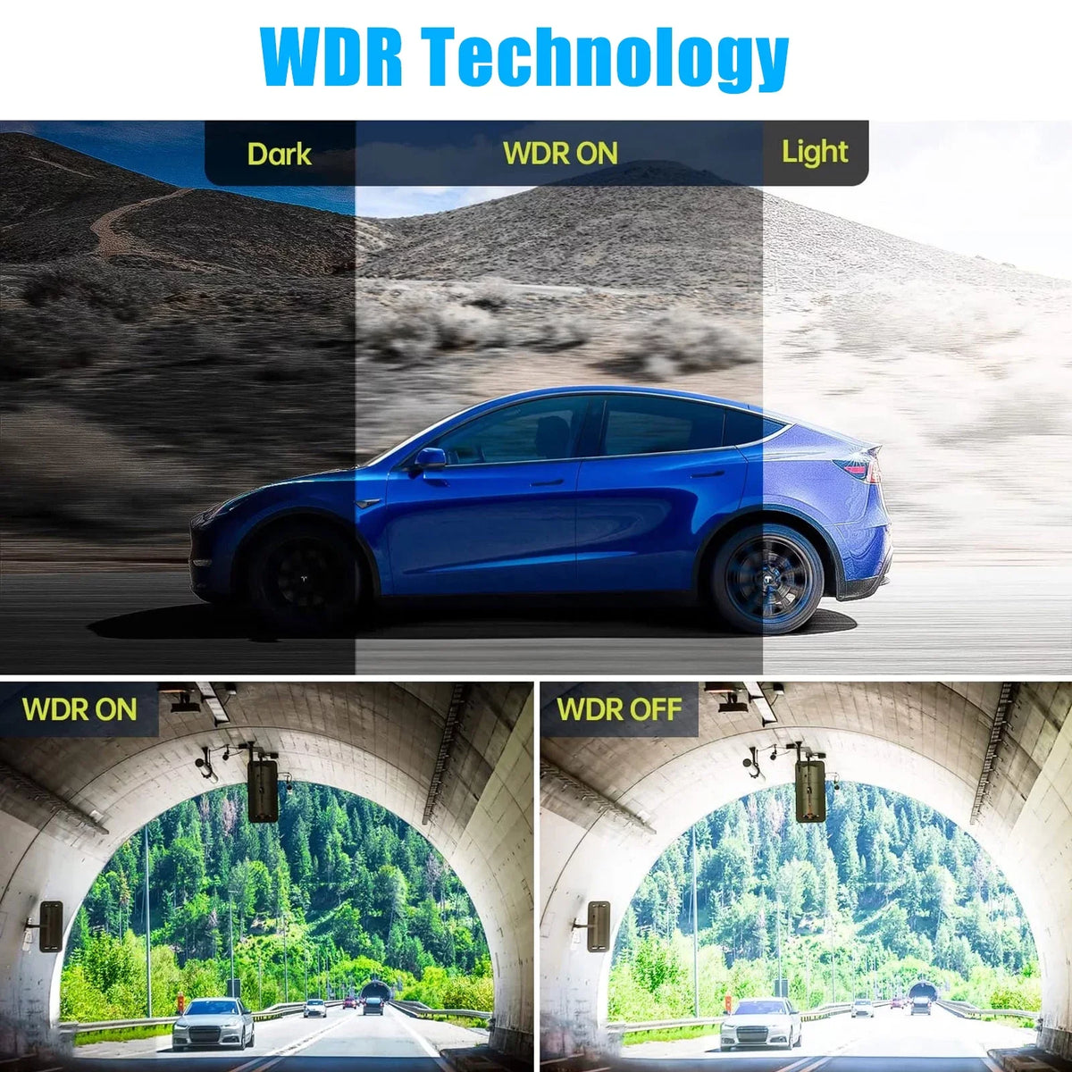 Dash Cam Front and Rear, TSV 3 Channel Dual Dash Camera, 1080P HD Screen Car Camera DVR Backup Cam with Night Vision