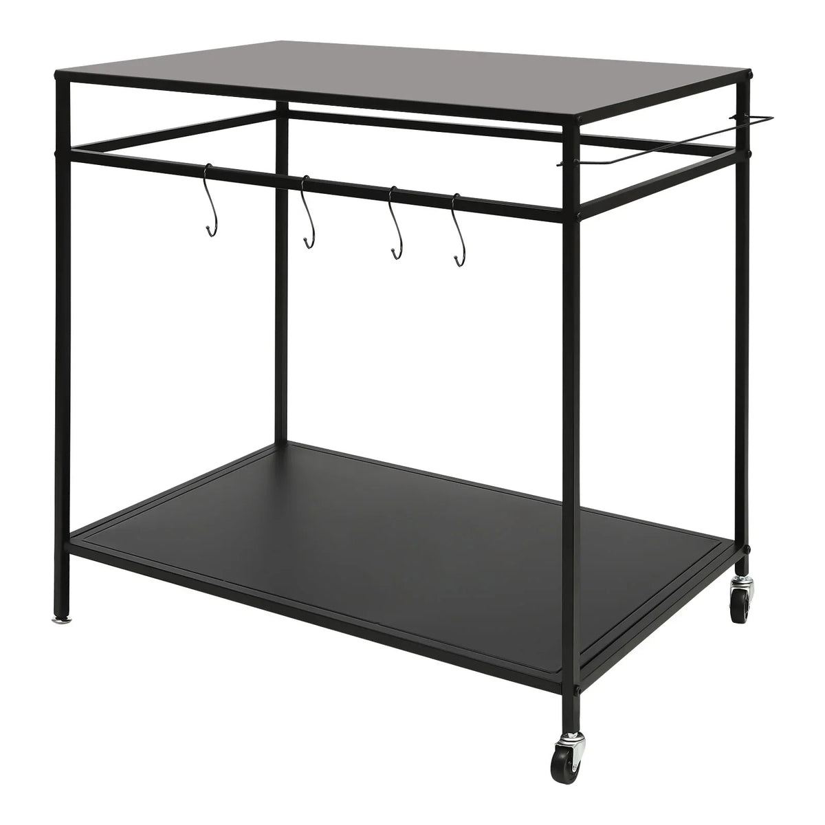 Outdoor Cook Station Table 2-Tier Shelf Food Prep BBQ Grill Serving Cart Movable Rack
