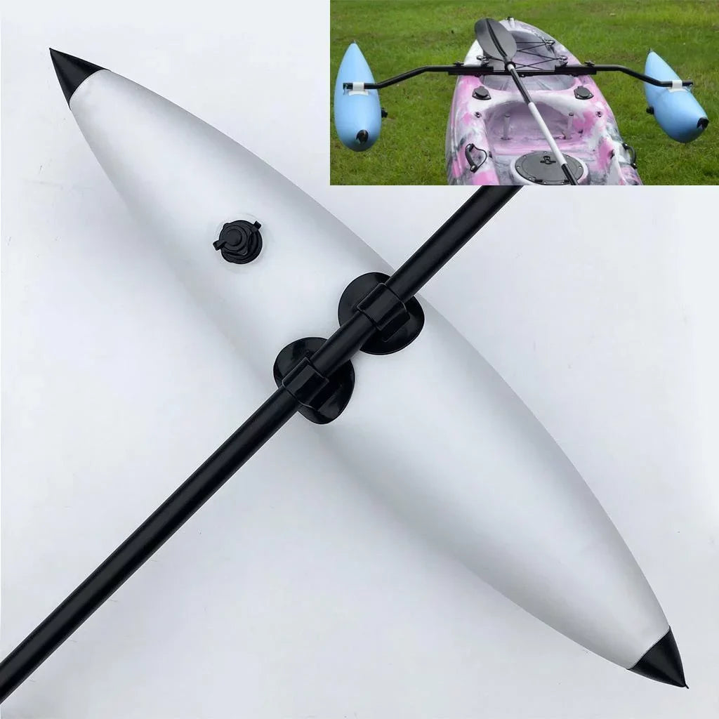 Premium PVC Kayak Canoe Fishing Standing Beginners Inflatable Outrigger / Stabilizer moisture Buoyant Float Gear Equipment White