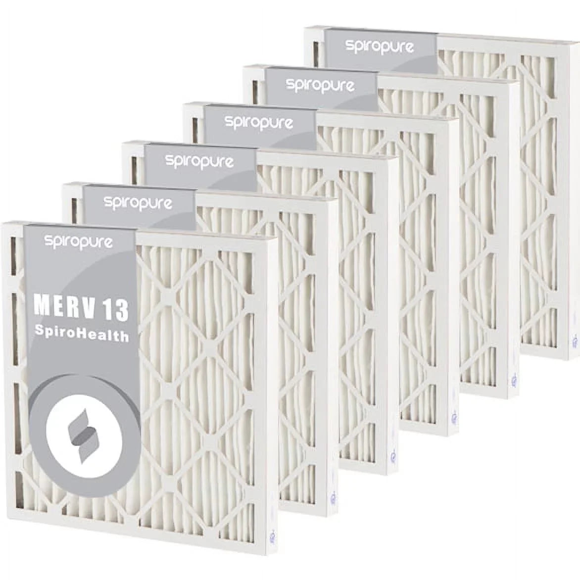 SpiroPure 11.5x24.5x2 MERV 13 Pleated Filter Air Filters - Made in USA (6 Pack)