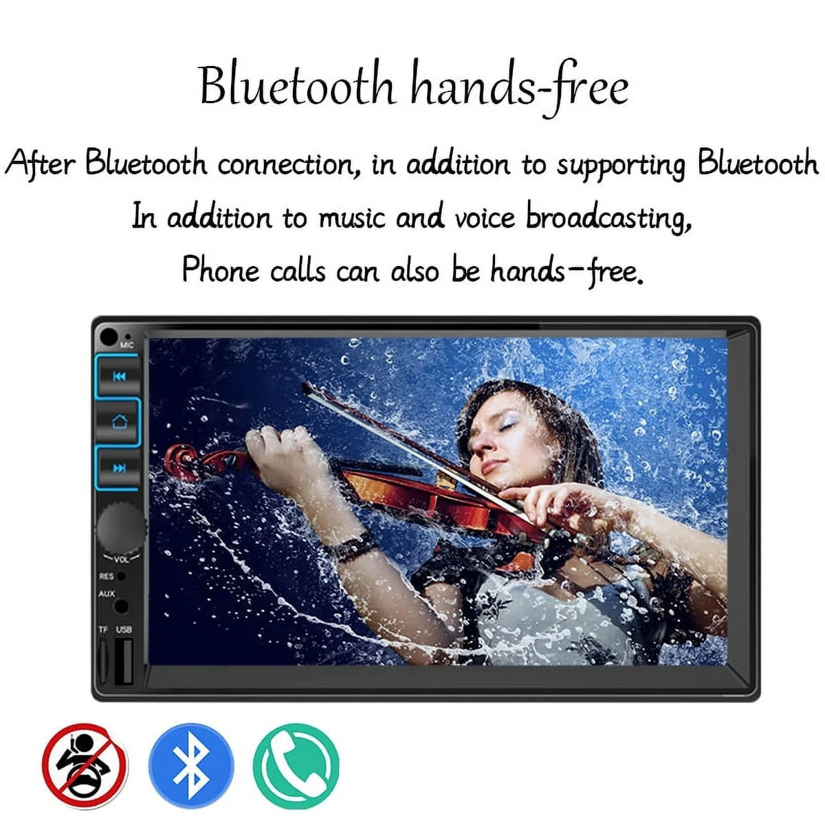 Car Radio 7'' 2 Din Stereo Receiver Bluetooth, Microphone, Mirror Link, Display, GPS, Touch Screen Support  Carplay , Android Auto