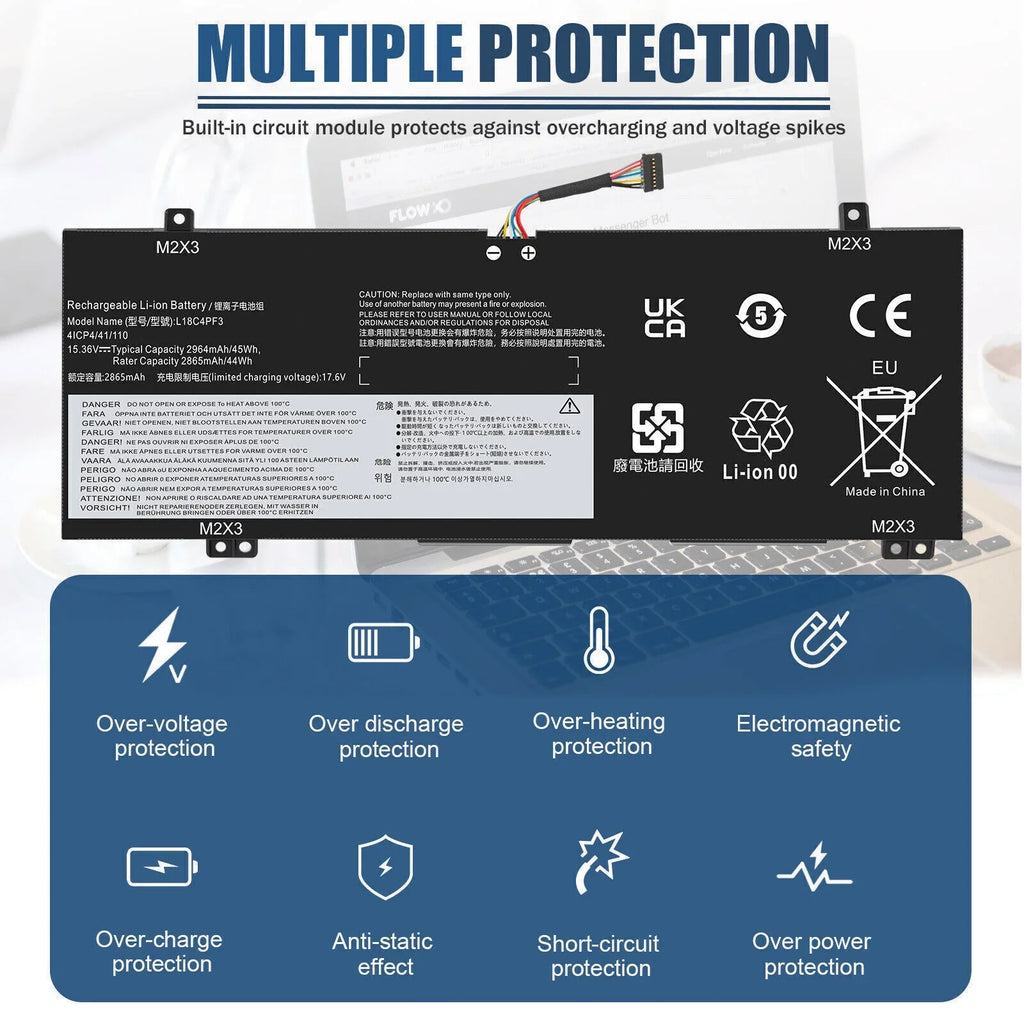 Laptop Battery for  ThinkPad P43s T490 T495 T14 L18M3P74 02DL007