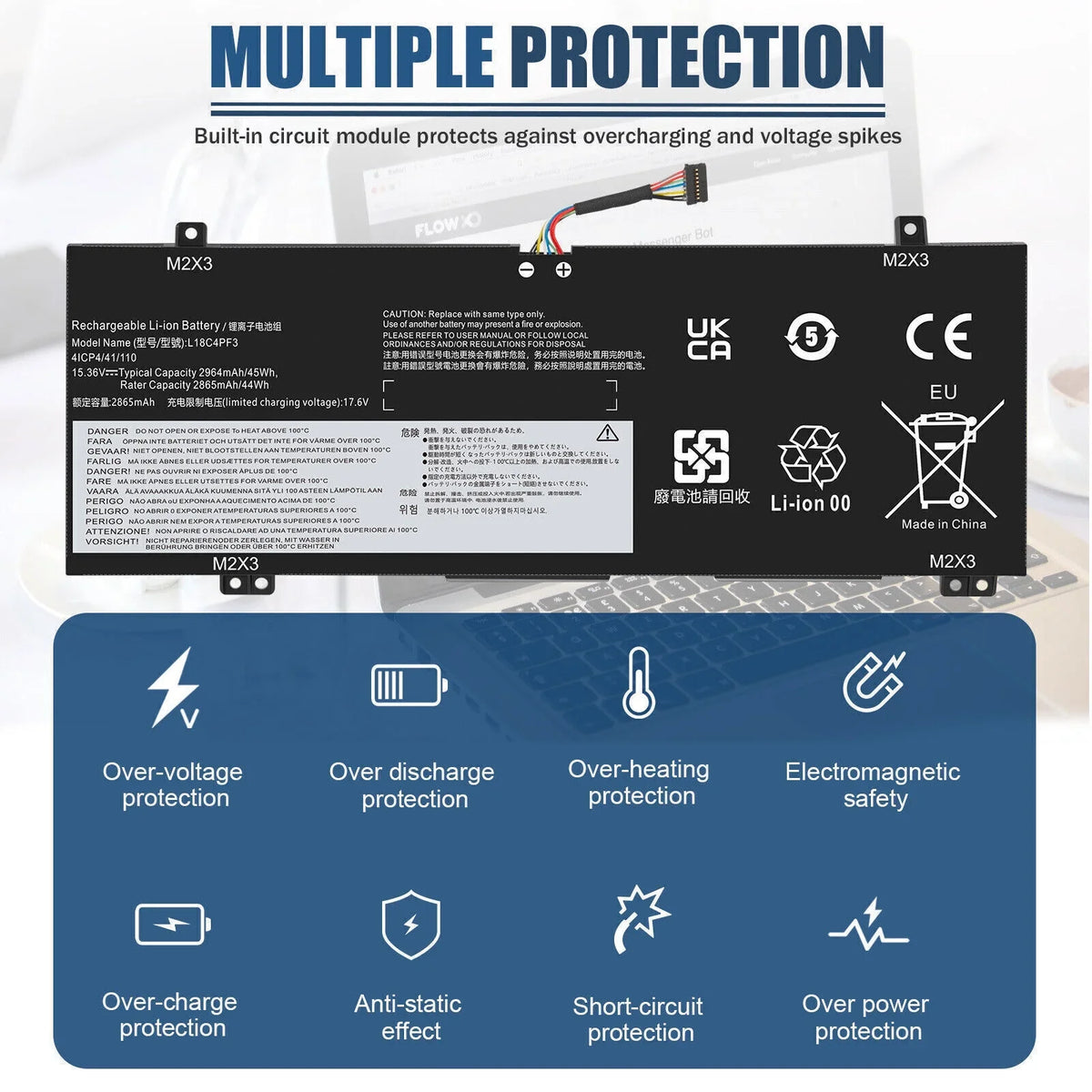 Laptop Battery for  ThinkPad P43s T490 T495 T14 L18M3P74 02DL007