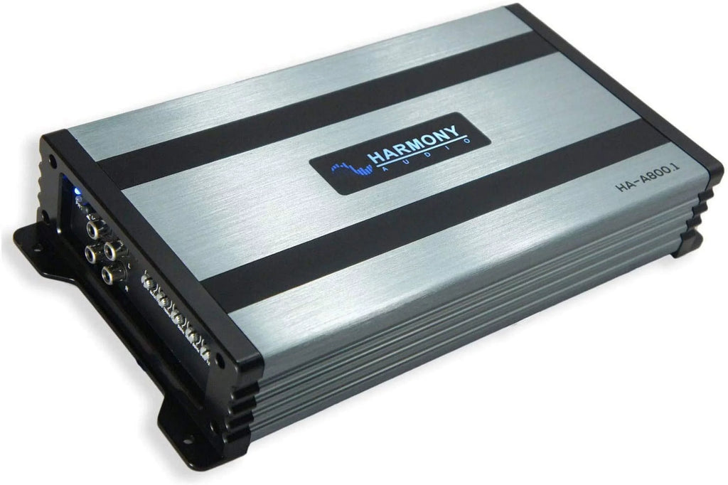 Universal Car Stereo Rearfire Sealed Single 12" Alpine Next-Generation R-Series R2-W12D4 Sub Box Enclosure with Harmony HA-A800.1 Amplifier & 4GA Amp Kit