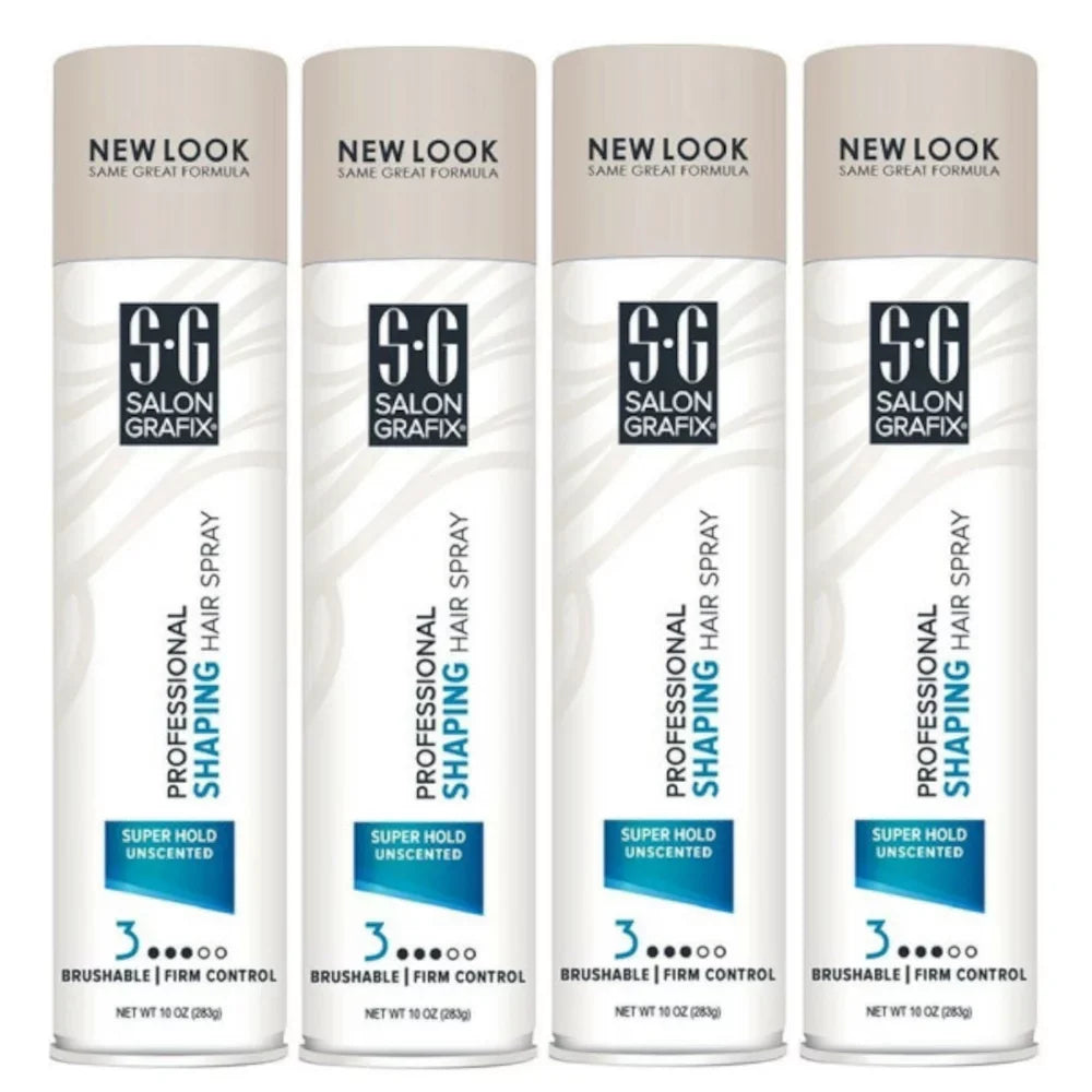 4 Pack Salon Grafix Unscented Shaping Hair Spray, 10oz each
