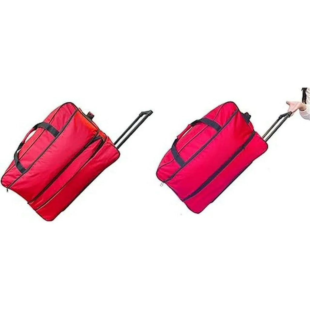 Iron Bar 28" Heavy Duty Collapsible Duffle Bag, Red, Multi-Pocket System, Wheels, Travel Luggage