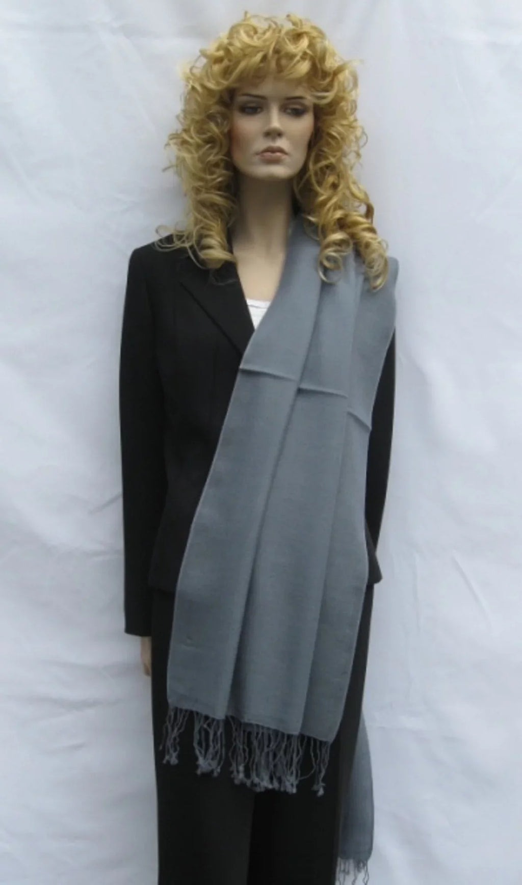 Shawl/Shawls/Scarf/Scarves/Wrap/Stole/Muffler/Cape/Ruana/Blanket/Throw/Pashmina Shawl/Cashmere Scarf/Wool/Silk (Slate Grey Regular Shawl)