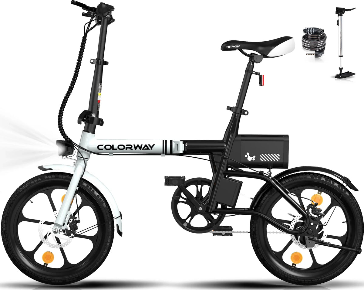 Range 16-37MILE for Adults. COLORWAY BK35M Folding Electric Bicycles, 16 inch E Bike 350W City E-Bike Max