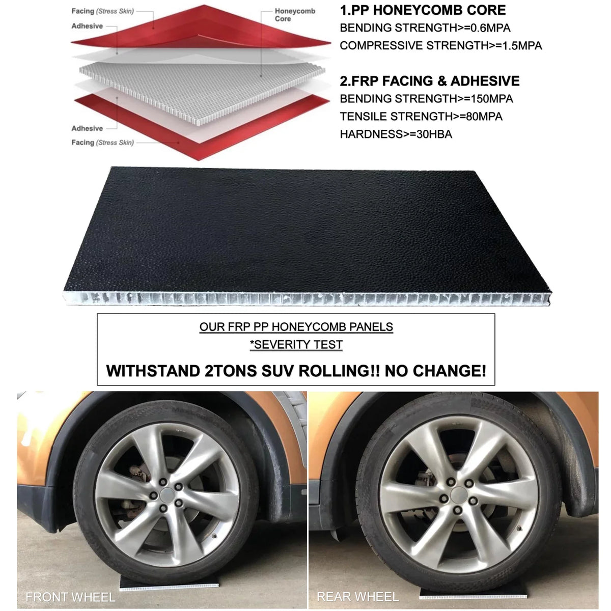 Mamoru Hard FRP Quad-Fold Solid Tonneau protector appropriate with 2016 2017 2018 2019 2020 2021 2022 2023 Tacoma 6' / 73.7" Truck Bed wrap | Fit for Deck Rail System
