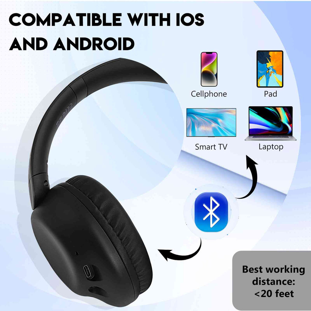 UrbanX Perfect Comfort 955 II Overhead Wireless Bluetooth Headphones For  Galaxy M01s Noise-Cancelling, with – Black