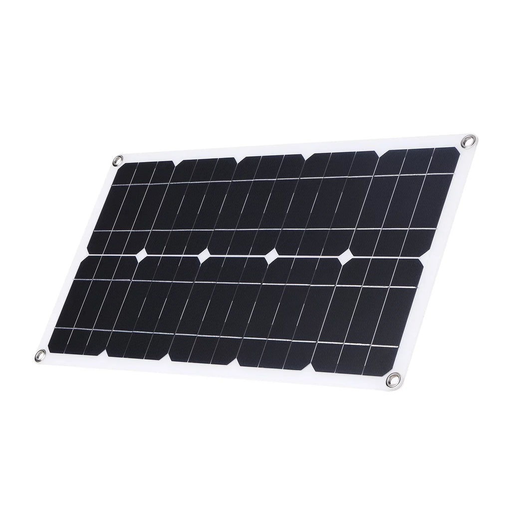 Radirus 50W D C 9V/18V Flexible Solar Panel Kit - 30A L-ED Display Controller, USB/Type C Interface, Car Charger - Reliable Solar Power for Home