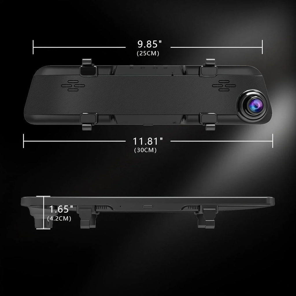 JOMISE K17 Dash Cam 4K GPS 12" Rear View Mirror Camera 2160P Ultra HD Front and Rear Night Vision Parking Assistante 64GB Card