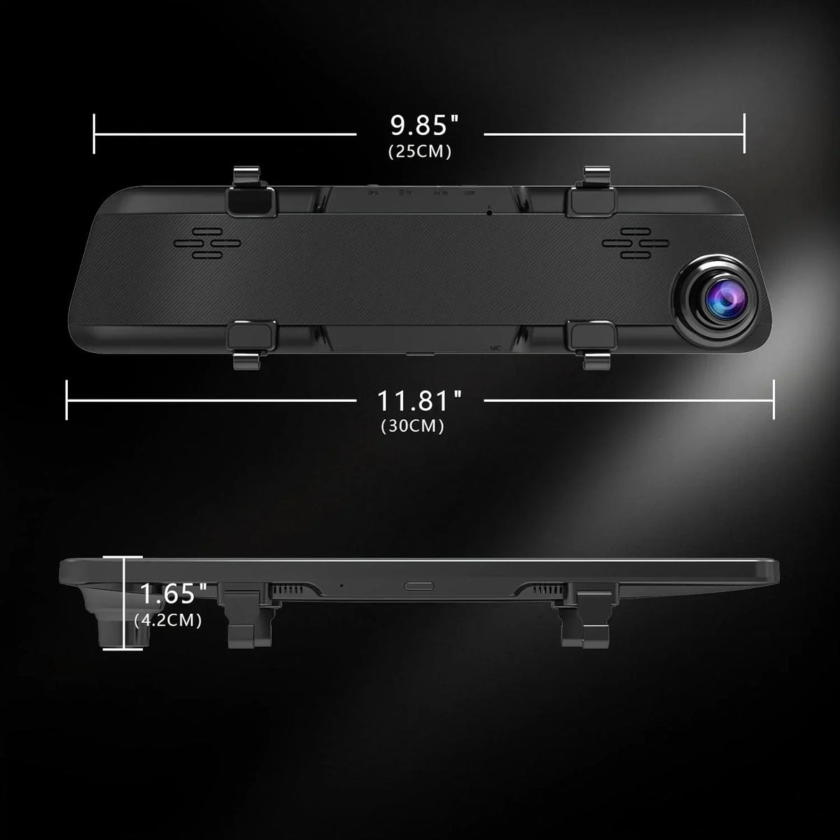 JOMISE K17 Dash Cam 4K GPS 12" Rear View Mirror Camera 2160P Ultra HD Front and Rear Night Vision Parking Assistante 64GB Card