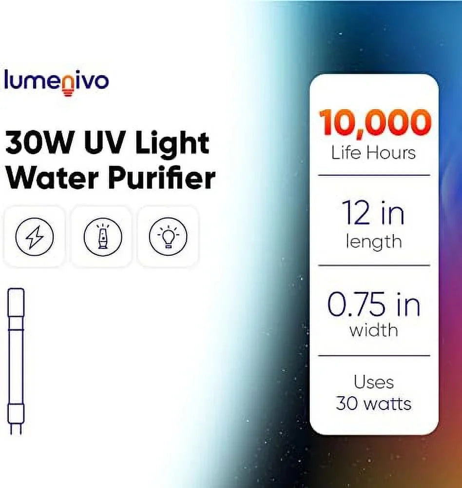 30w uv light moisture purifier replacement lamp for aquasana whole house aqua filter system, sterilight uv lamp filter - 1 pack
