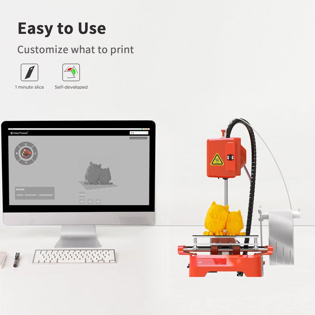 OWSOO  Desktop 3D Printer, 100x100x100mm Print Size, One-Key Printing, No Heated Bed, PLA Sample Filament, Kids Education