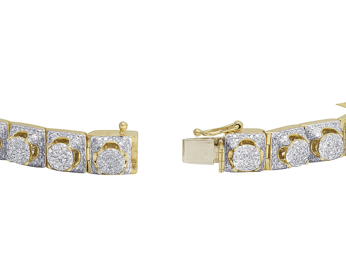 Men's 10K Yellow Gold Diamond 8MM Cluster Bracelet 6.6 CT 8.5"