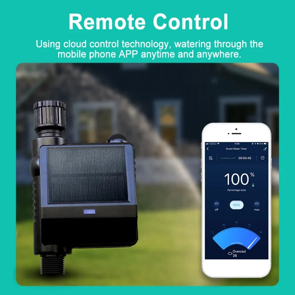 moobody WiFi Sprinkler Timer Solar Powered Smart aqua Timer APP Voice Control Wireless Hose Faucet Timer Garden Lawn Yard
