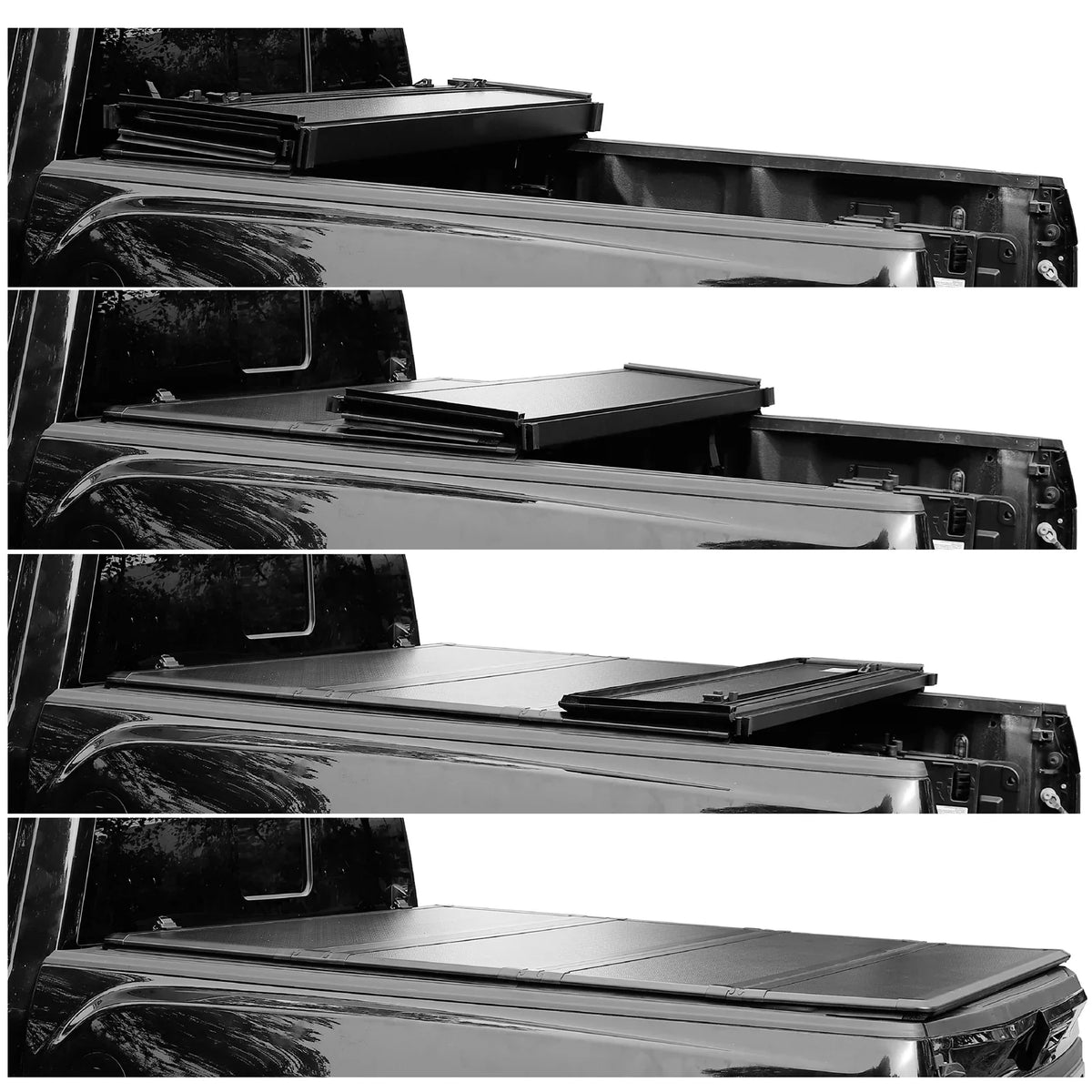 Mamoru Hard FRP Quad-Fold Solid Tonneau protector appropriate with 2016 2017 2018 2019 2020 2021 2022 2023 Tacoma 6' / 73.7" Truck Bed wrap | Fit for Deck Rail System