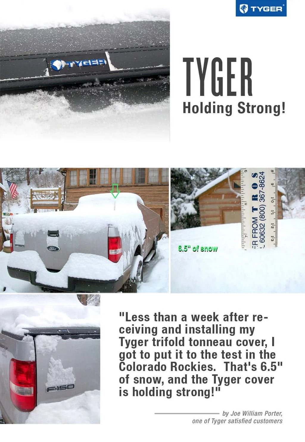 Tyger Auto T3 Soft Tri-fold Truck Bed Tonneau protector matching with 2007-2013  Tundra | 6.5' Bed | TG-BC3T1033 | Vinyl