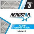 Aerostar 16x16x1 MERV 8 Pleated Air Filter, AC Furnace Air Filter, 2 Pack