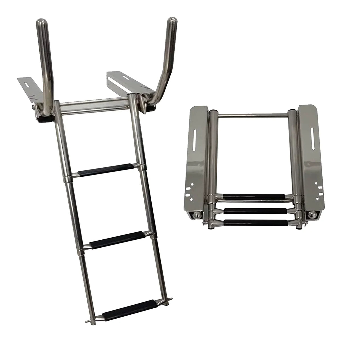 Marine City 316 Stainless Steel Under Platform telescoping Retractable Handrail 3 Steps Ladder for ship Yacht