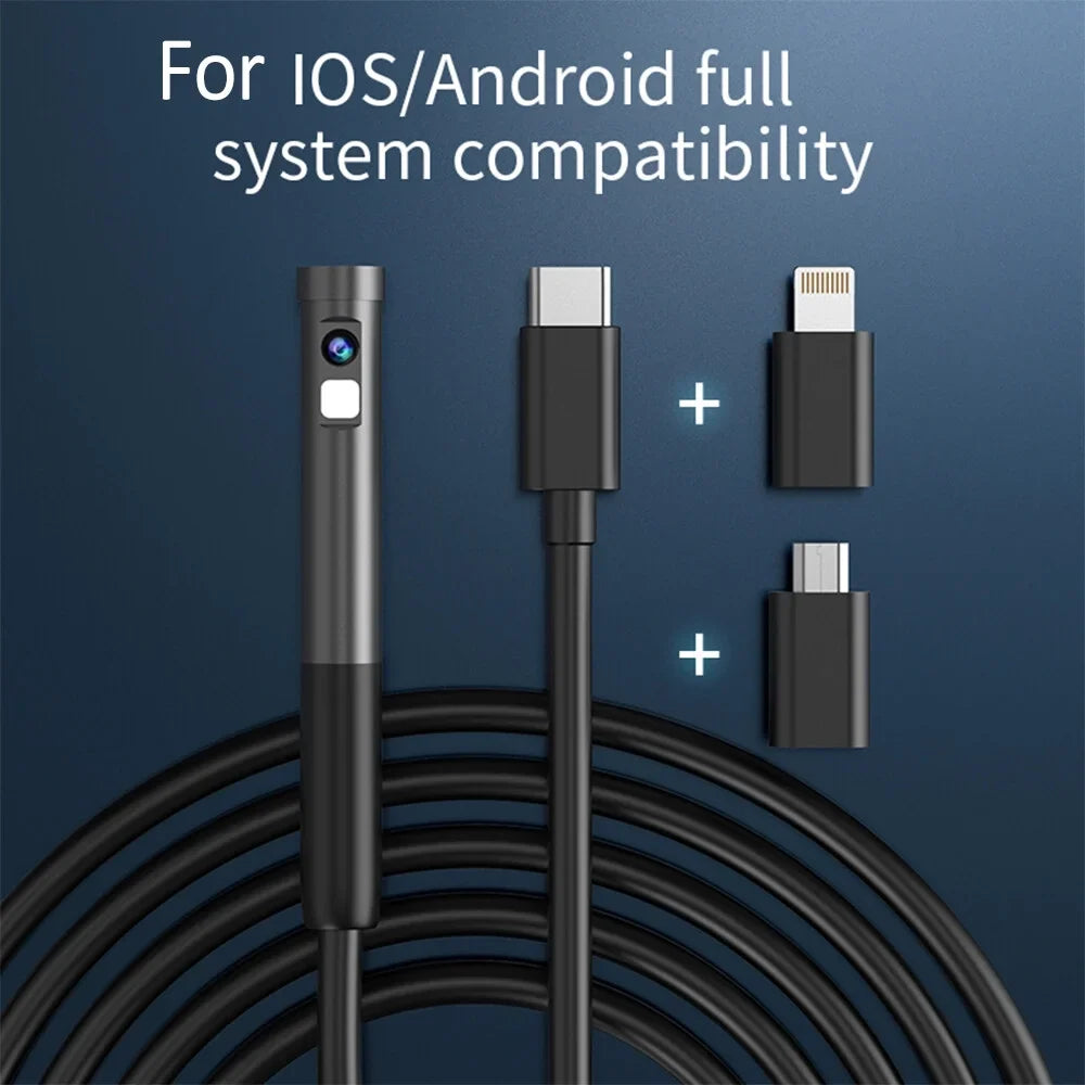 Type-C Endoscope Inspection Borescope Camera 7.9mm Built-in Adjustable LED Lights IP67 Waterproof for Android IOS Mobile Phone