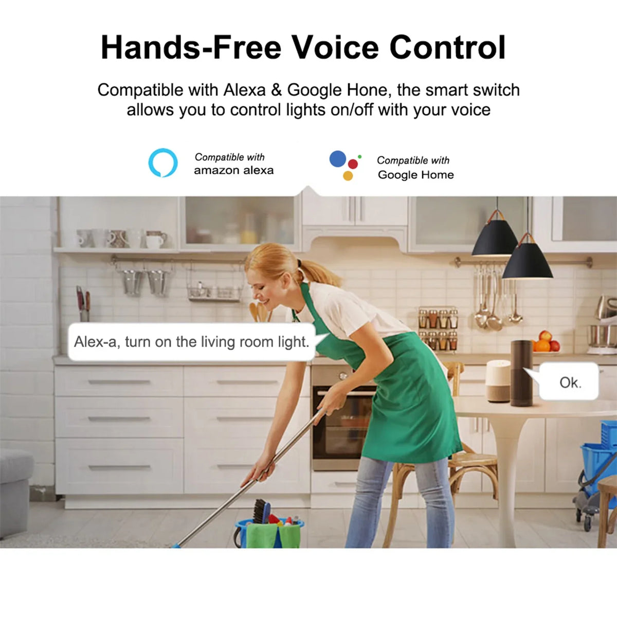 T3US2C-TX 2 Gang Smart WiFi Wall Light Switch 433Mhz RF Remote Control APP/Touch Control Timer US Standard Panel Smart Switch matching with Google Home/Nest & Alexa