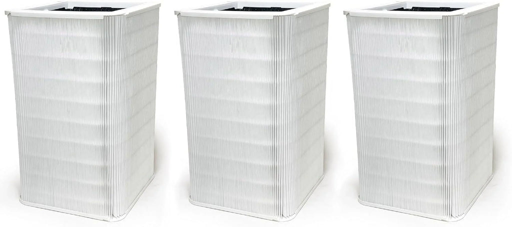 Nispira Collapsible True HEPA Particle Activated Charcoal Filter Replacement appropriate with Blueair Blue Pure 121 Large Air Purifier 620 SQ.FT | Remove Smoke VOCs | 3 Pack