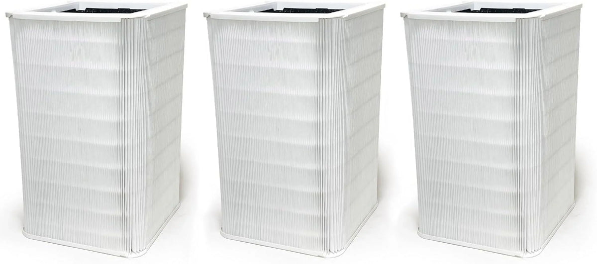 Nispira Collapsible True HEPA Particle Activated Charcoal Filter Replacement appropriate with Blueair Blue Pure 121 Large Air Purifier 620 SQ.FT | Remove Smoke VOCs | 3 Pack