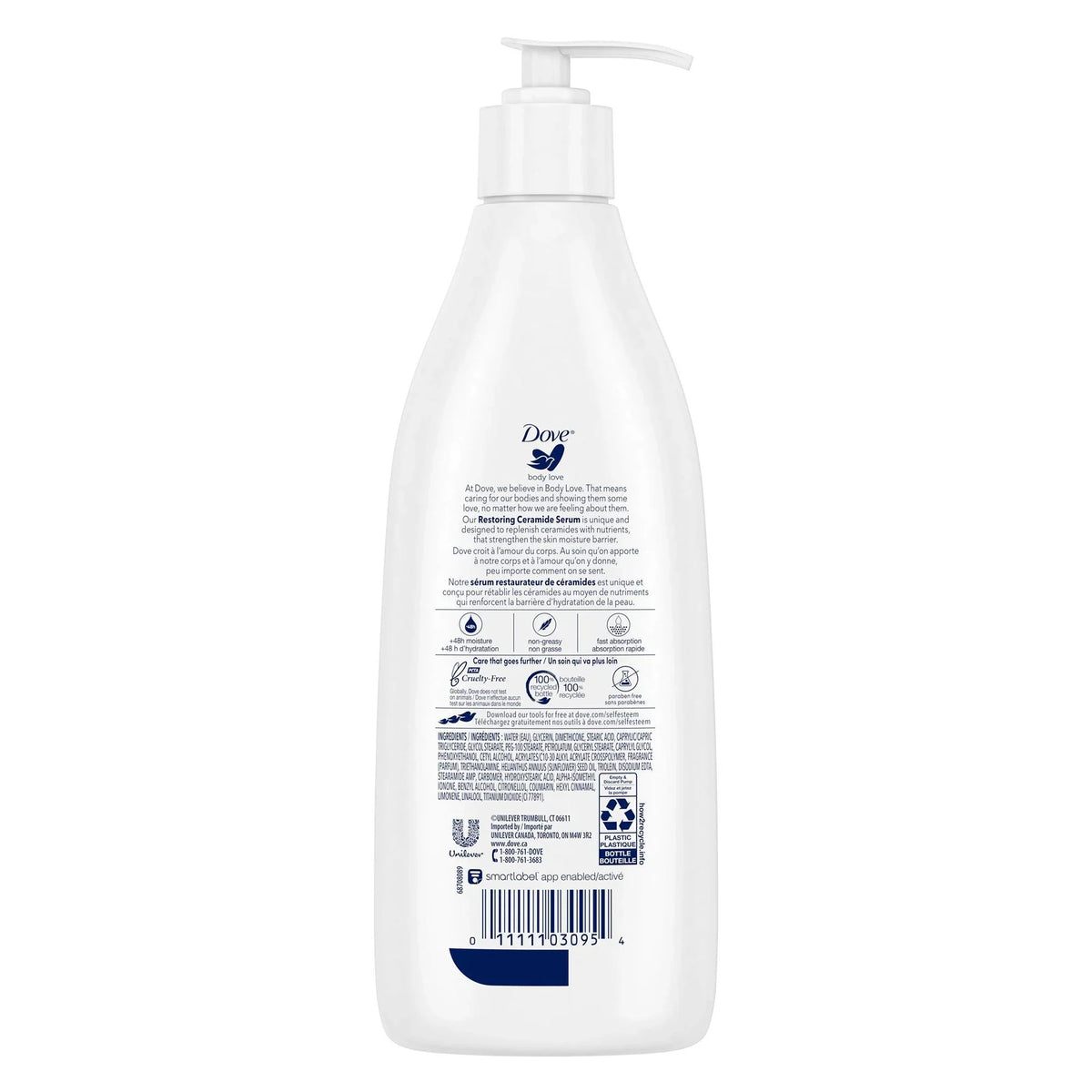 Pump Bottle Scented Lotion (EA/1). Hand and Body Moisturizer Dove Body Love Restoring Care 13.5 oz