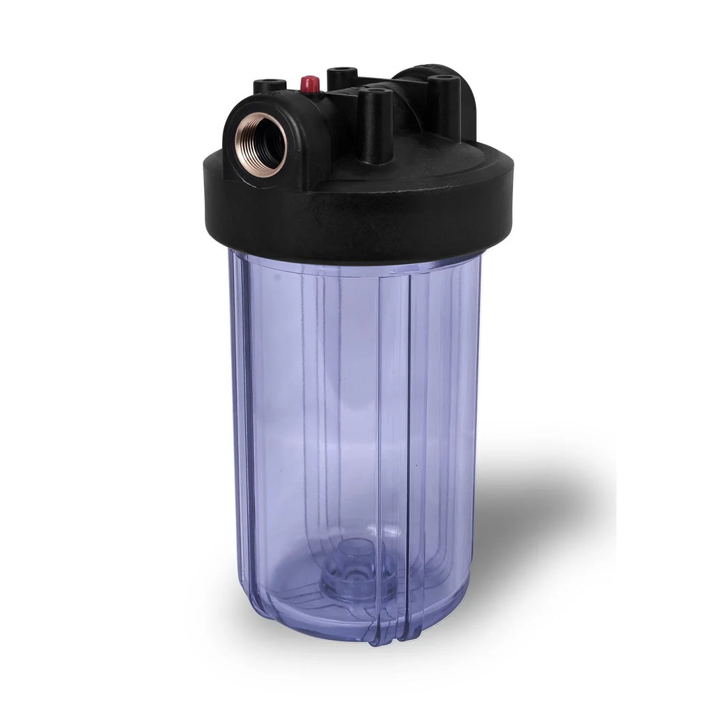 10" Transparent Big Blue Housing for Whole House moisture Filtration System, 1 Brass Port & Mounting Hardware (3 pack)