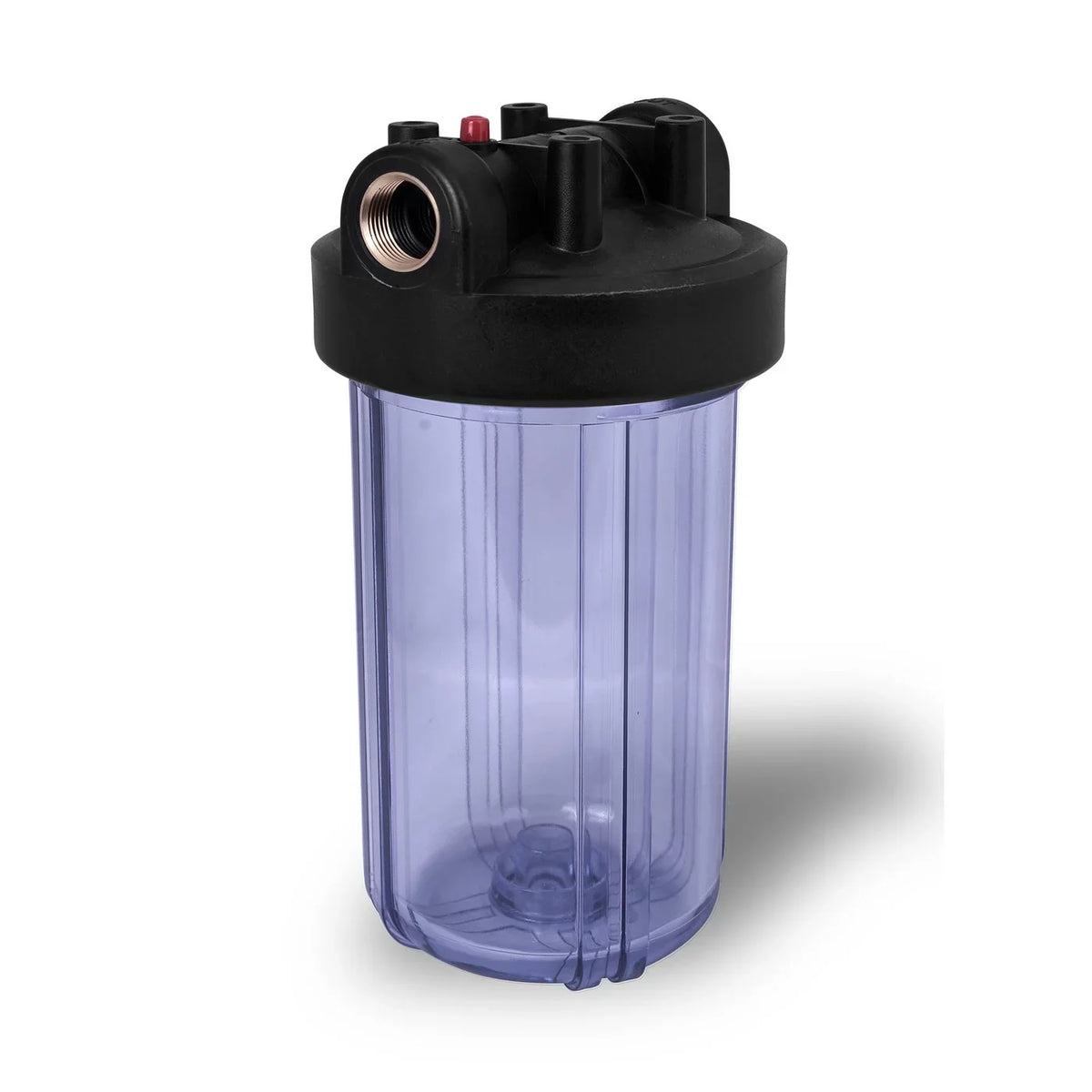 10" Transparent Big Blue Housing for Whole House moisture Filtration System, 1 Brass Port & Mounting Hardware (3 pack)