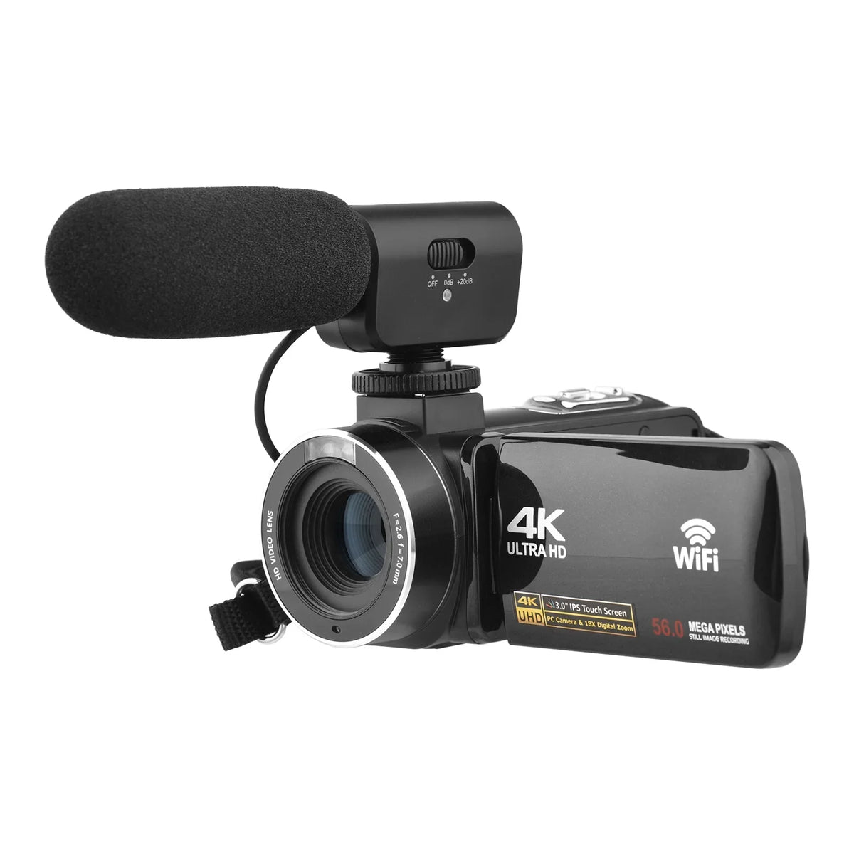 Andoer-2 Camcorder,IR Vision -shake Remote + Carry 4K Video 18X 3.0 Inch + Remote + DV 56MP 18X 2pcs Batteries + Batteries + Remote Video Camera WiFi -shake 2pcs Batteries WiFi DV 56MP 3.0 Inch IPS