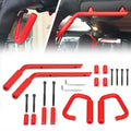 WEISEN-  Powder Coated Red Aluminum Full Front & Rear Grab Bar Handles Set for 07-18 Jeep Wrangler JK
