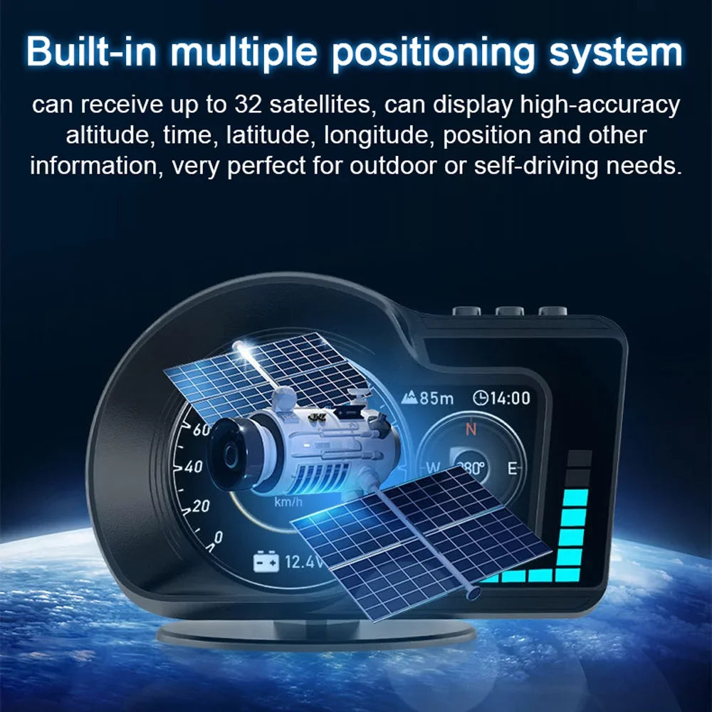 Moobody Head-Up Display for Car Speed Monitoring: Speedometer, Clock, RPM, aqua & Oil Temperature
