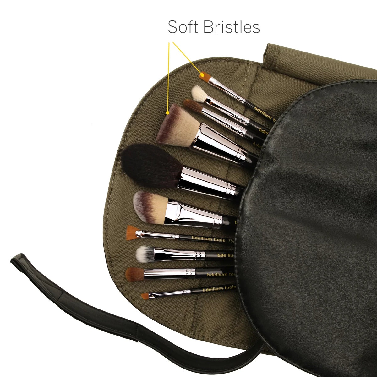 Brush Set with Roll-Up Pouch. Bdellium Tools Professional Makeup Maestro Series The Key Essential 10pc