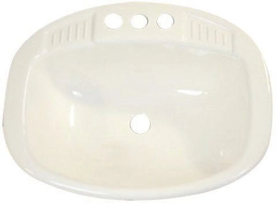 Poly Oval Lavatory Single RV Bathroom Sink, White. LaSalle Bristol 16270PWA 17 x 20 in