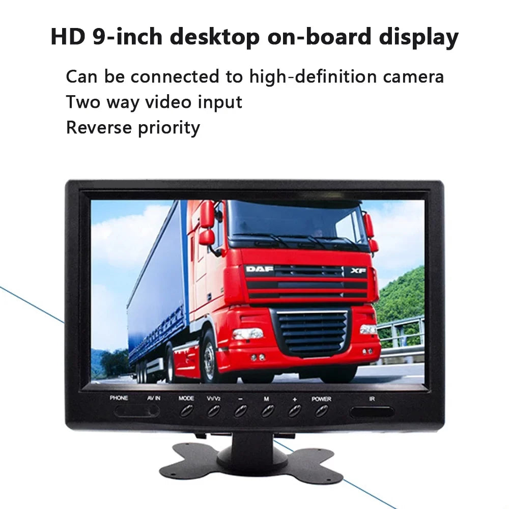 Easy to Install. 9 Inch Backup Camera Monitor, Two-Way Video Input HD Rear View Reverse Color TFT LCD Display for Car Rear View Reverse,Front-View, and Side-View Camera Connection