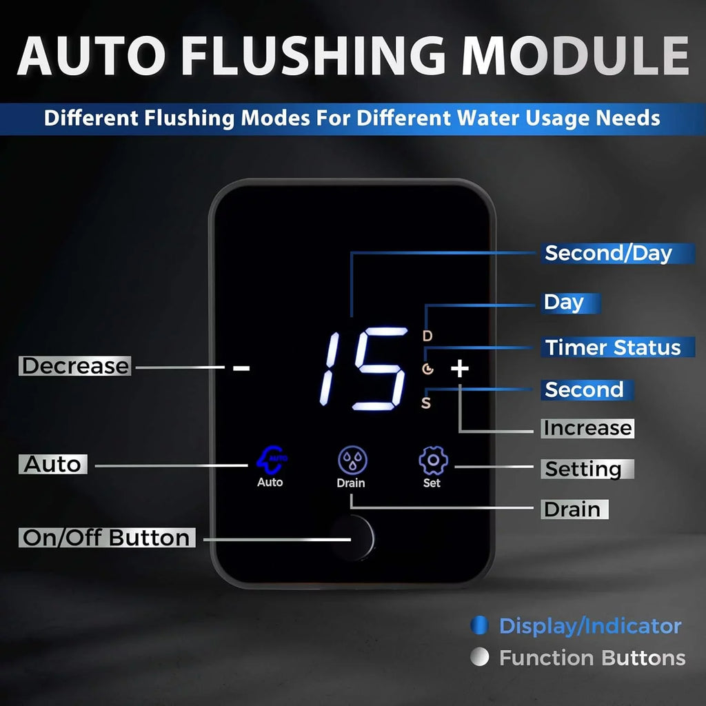 iSpring WSP500ARJ-BP Whole House Prefilter, Spin-Down Sediment aqua Filter with Bypass, Upgraded Clear Housing, Jumbo Size, Flushable and Reusable, Touch-Screen Auto Flushing, 4 Modes, 500 Microns