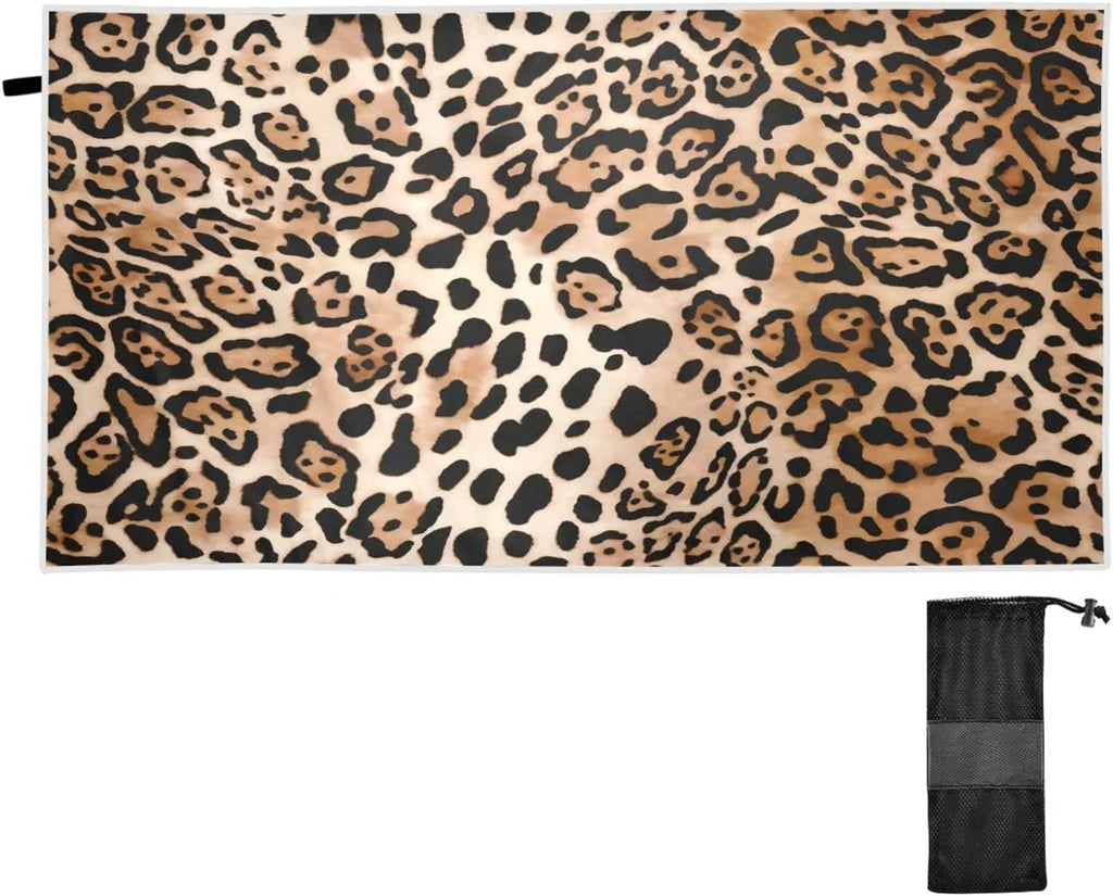 Bestwell Leopard Print Beach Towel Oversized Towel Blanket, Thin Lightweight Microfiber Sand Free Quick Dry Towel, 30”X60” Multipurpose Pool Bath Yoga Swim Shower Towel
