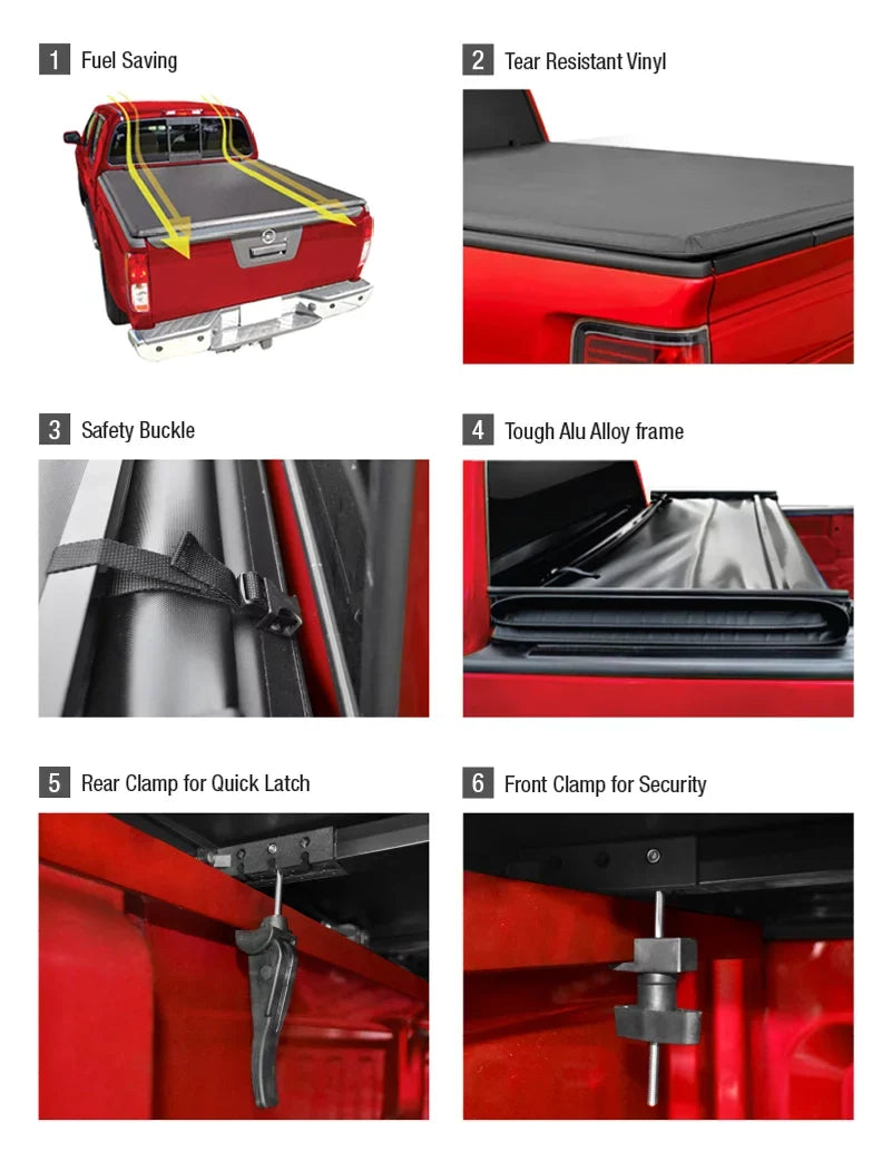 MaxMate Soft Tri-fold Truck Bed Tonneau shield matching with 2017-2024 Honda Ridgeline | 5'4" (64") Bed | TCH371065