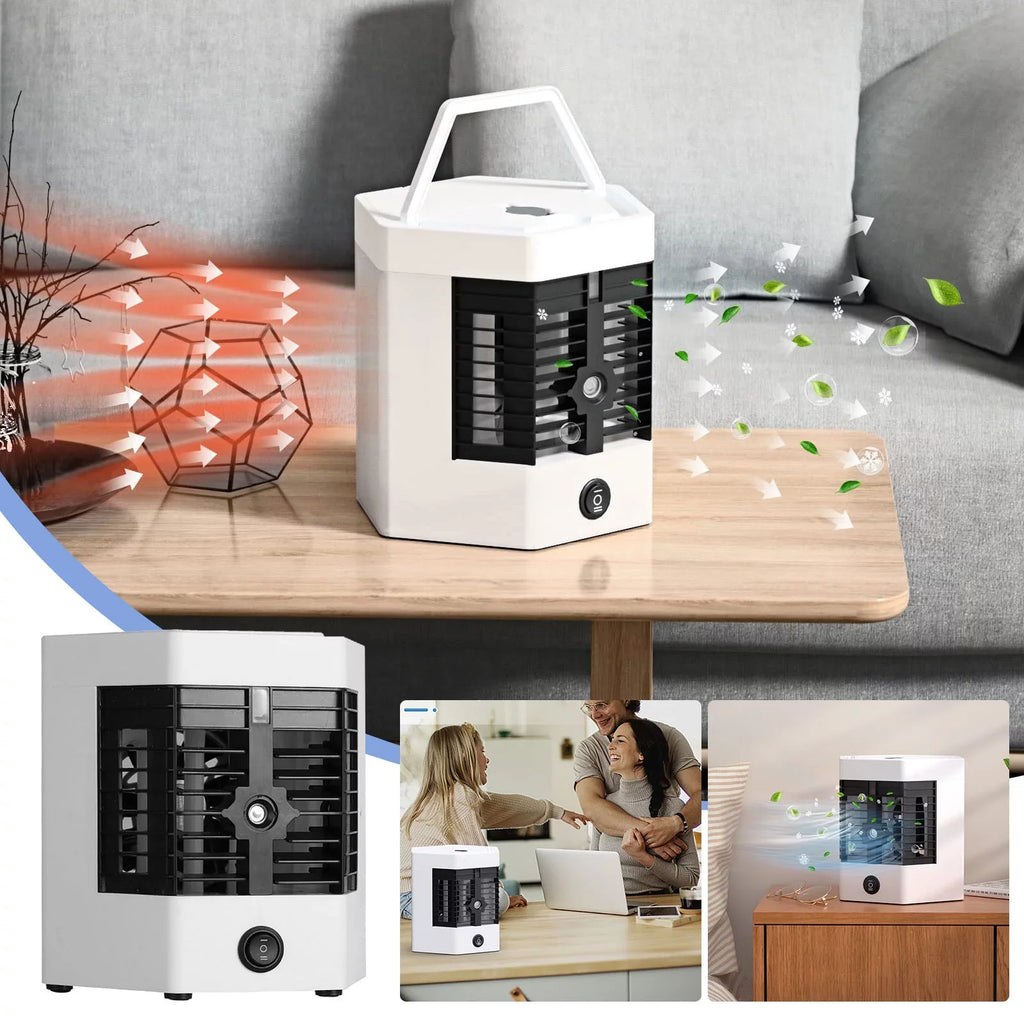 YHAIOGS Mini Portable Air Cooler Personal Space Cooler Easy to Fill aqua and Led Light and Portable Air Conditioner Device Cool Any Space Like Home office