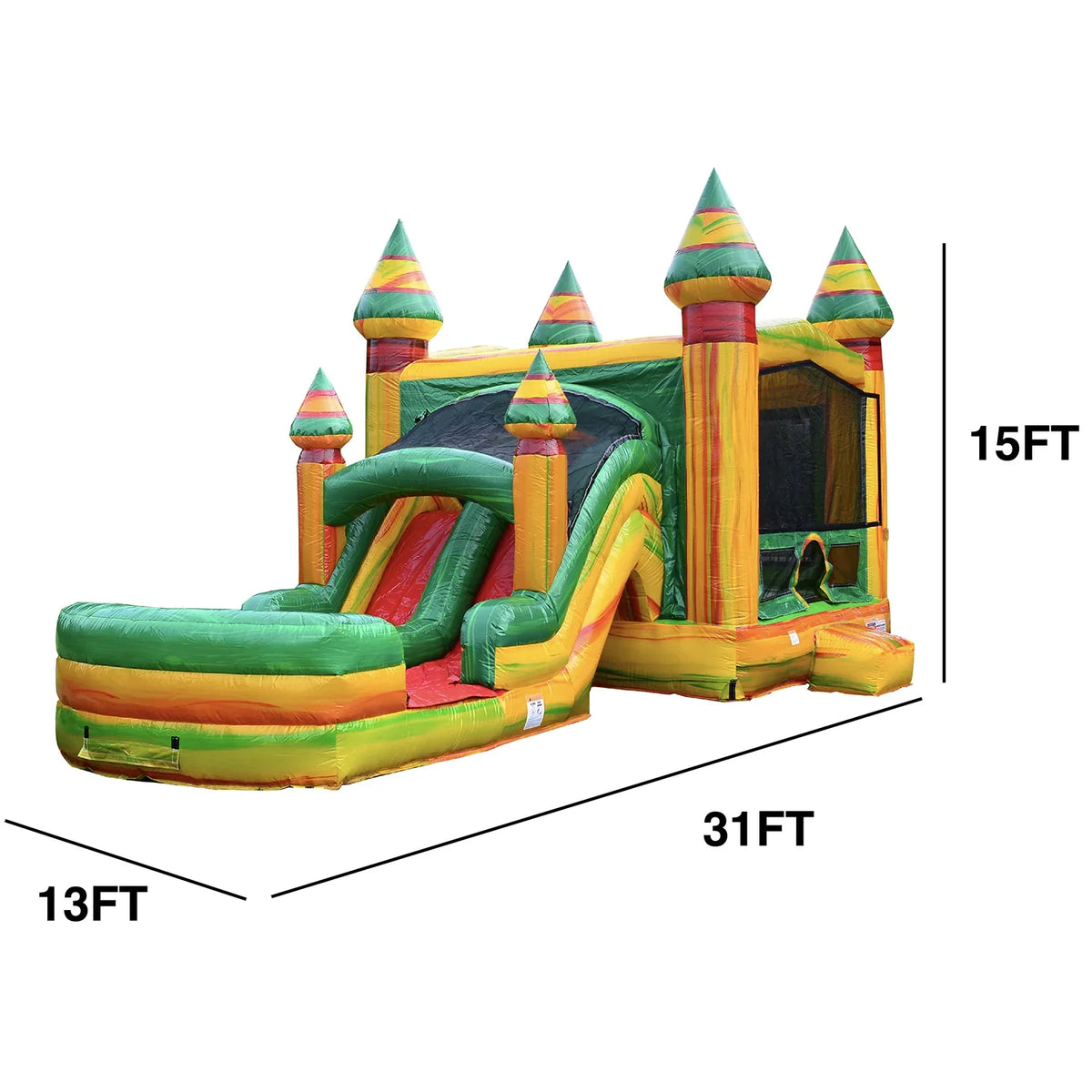 JumpOrange Commercial Grade Bounce House aqua Slide with Pool for Kids and Adults (with Blower), Fiesta Theme