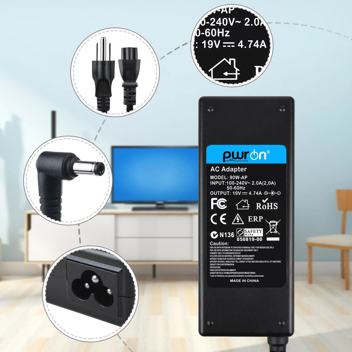 PwrON suitable AC Adapter Replacement for Goal Zero Yeti 1250 p/n: 31901 Solar Generator Power Supply Cord
