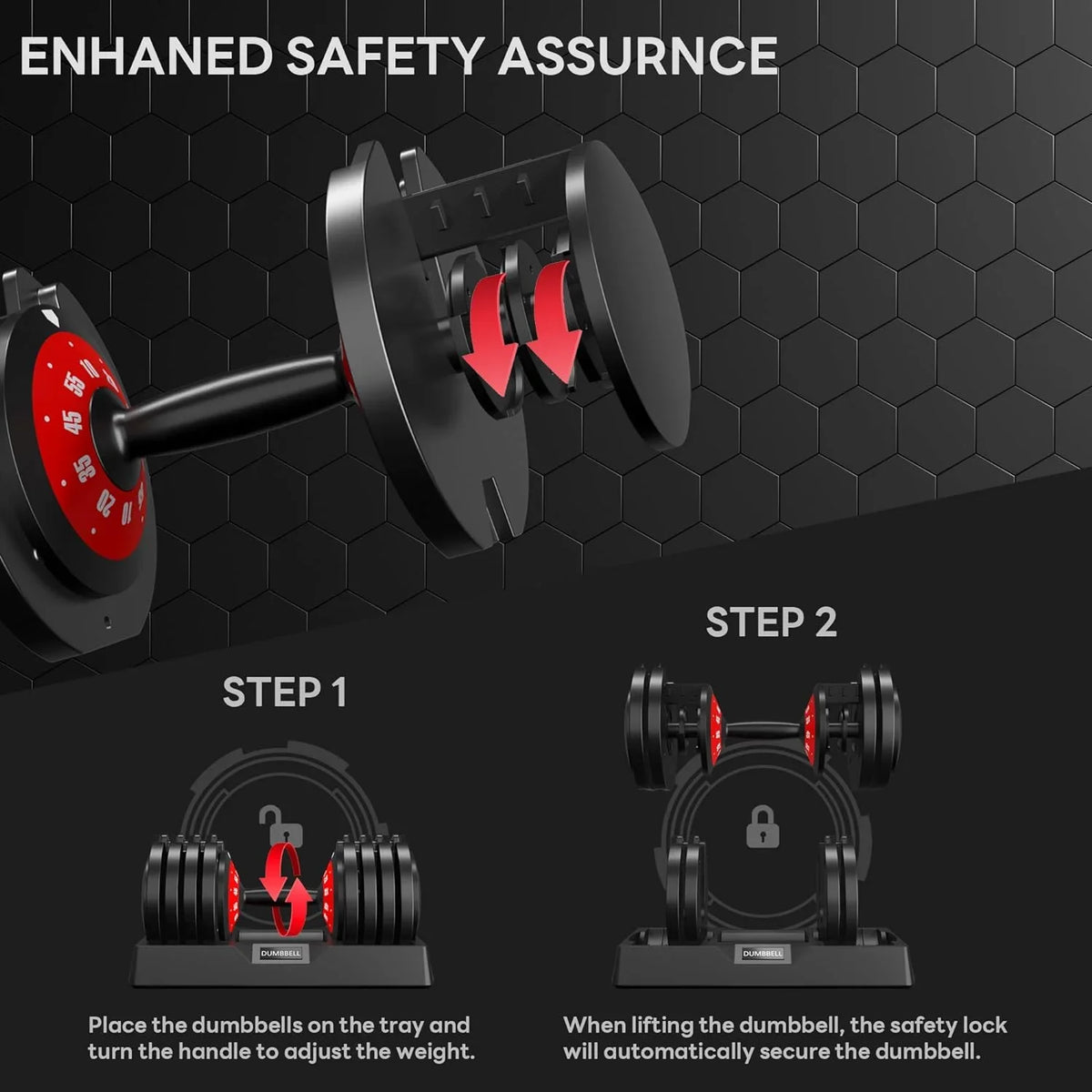 Soges Adjustable Dumbbells, 55lb Dumbbell with Anti-Slip Metal Handle, 5-in-1 Adjustable Free Weight Dumbbell, Home Gym Workout Equipment for Full Body Workout Fitness